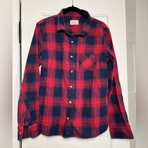 Marine Layer Red/Blue Plaid Button Down Top (Large)